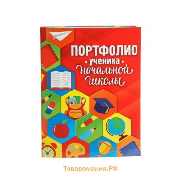 Папка школьная на кольцах «Портфолио ученика начальной школы», без разделителей, 24,5 х 32 см.