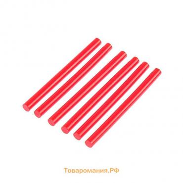 Клеевые стержни ТУНДРА, 7 х 100 мм, красные, 6 шт.