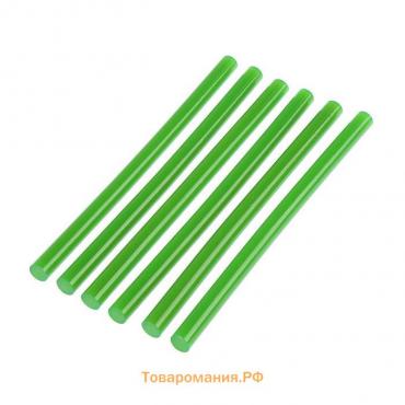 Клеевые стержни ТУНДРА, 11 х 200 мм, зеленые, 6 шт.