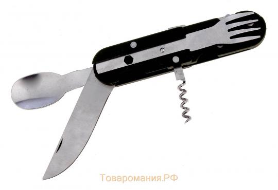 Набор туриста "Лесник" 5в1 в чехле: штопор, открывалка, нож, ложка, вилка