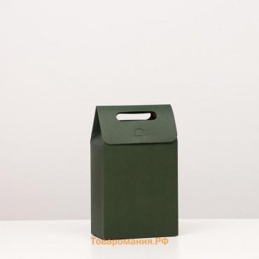 Коробка-пакет с ручкой, зеленая, 27 х 16 х 9 см