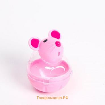 Игрушка-неваляшка "Мышка" с отсеком для лакомств (до 1 см), 4,7 х 6,5 см, розовая