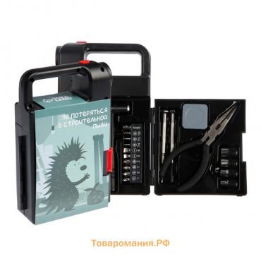 Набор инструментов ТУНДРА, подарочный пластиковый кейс "Фонарь", 21 предмет