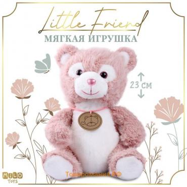 Мягкая игрушка Little Friend, медведь, цвет розовый, 23 см