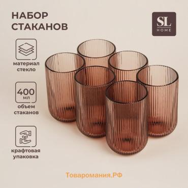 Стаканы SL Home «Модерн», 400 мл, 8×13 см, набор 6 шт., стекло, розовые