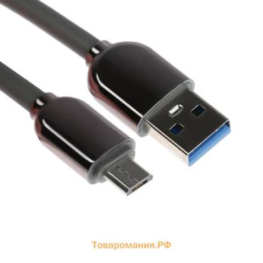 Кабель MicroUSB - USB, 2.4 А, оплётка TPE, морозоустойчивый, 1 метр, серый