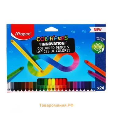 Карандаши 24 цвета Maped COLOR'PEPS INFINITY, корпус треугольный, ударопрочный грифель, в каронной коробке